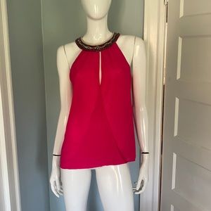 pink top with detailed neckline Zara